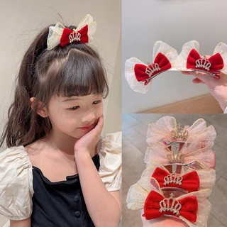 Set 2 kẹp tóc cho bé nơ đính ngọc trai