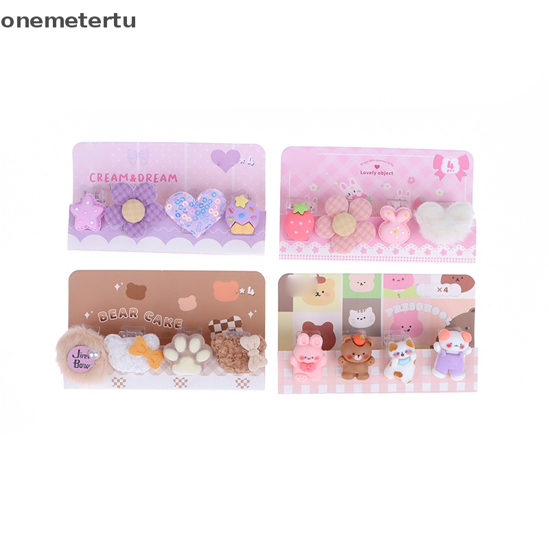 Set 4 Kẹp Tài Liệu Giấy Ghi Chú Bằng Nhựa Họa Tiết Dễ Thương