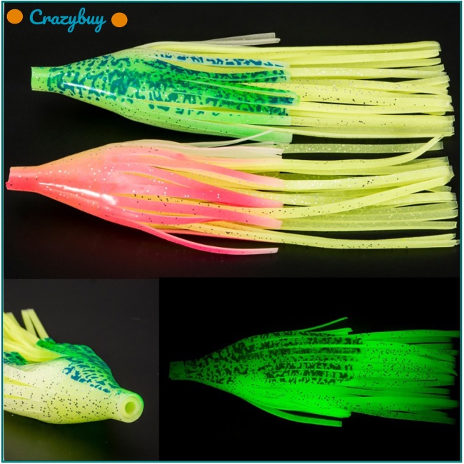 Cr Mồi Câu Cá Giả Hình Con Mực Dạ Quang Dày Hai Lớp Mềm Mại 20cm