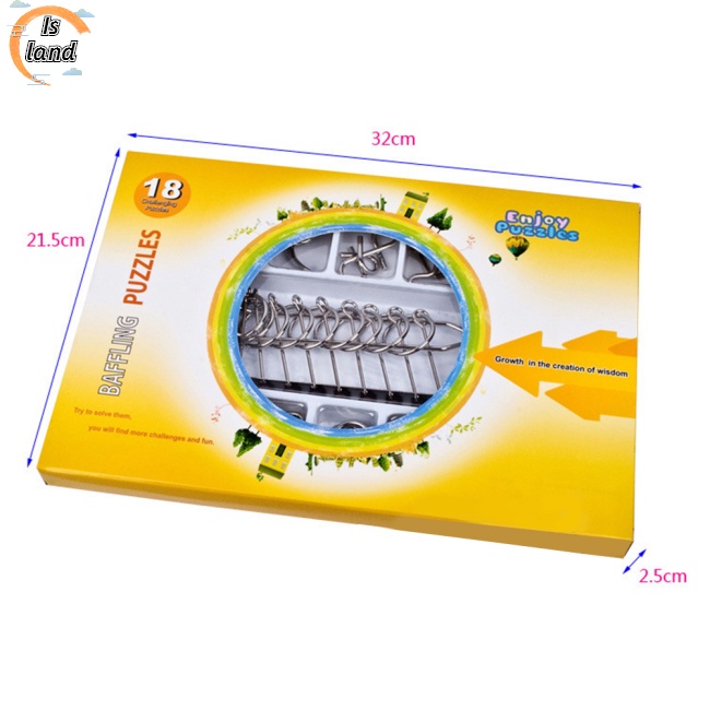 Set 18 Đồ Chơi Gỡ Rối Bằng Kim Loại Giúp Phát Triển IQ Cho Bé