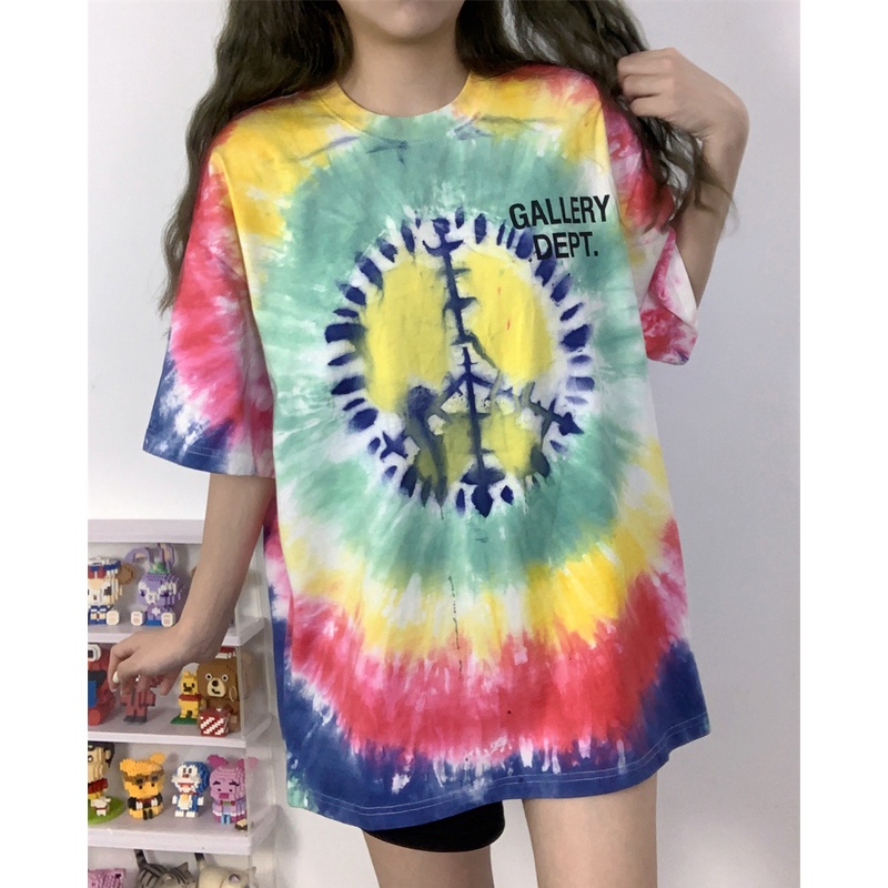 Áo Thun Tay Ngắn In Chữ Màu Nhuộm Plus Size Cho Nam Và Nữ