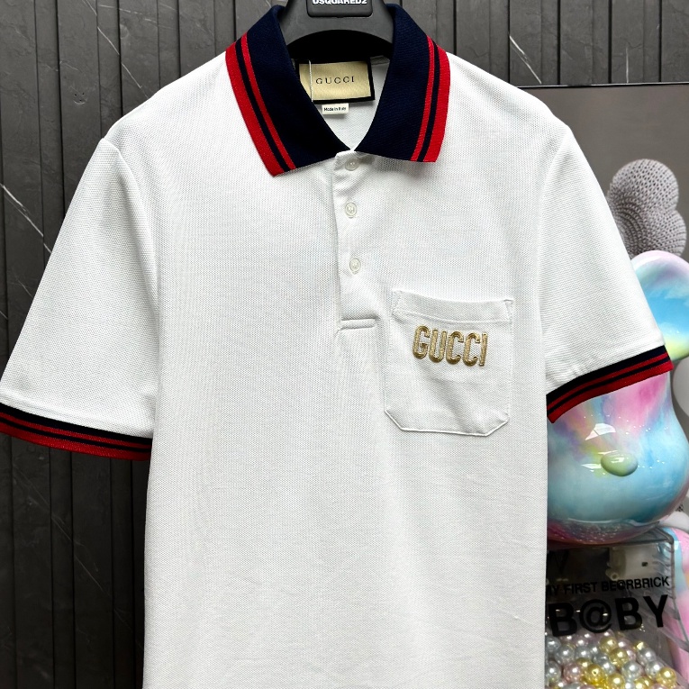 Áo thun cổ trụ, áo POLO GCC logo thêu túi ngực họa tiết thú lưng LA 1-1 on web size S-XL