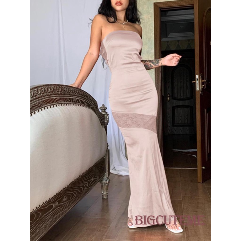 Đầm Dài Không Tay Phối Ren Quyến Rũ Dành Cho Nữ