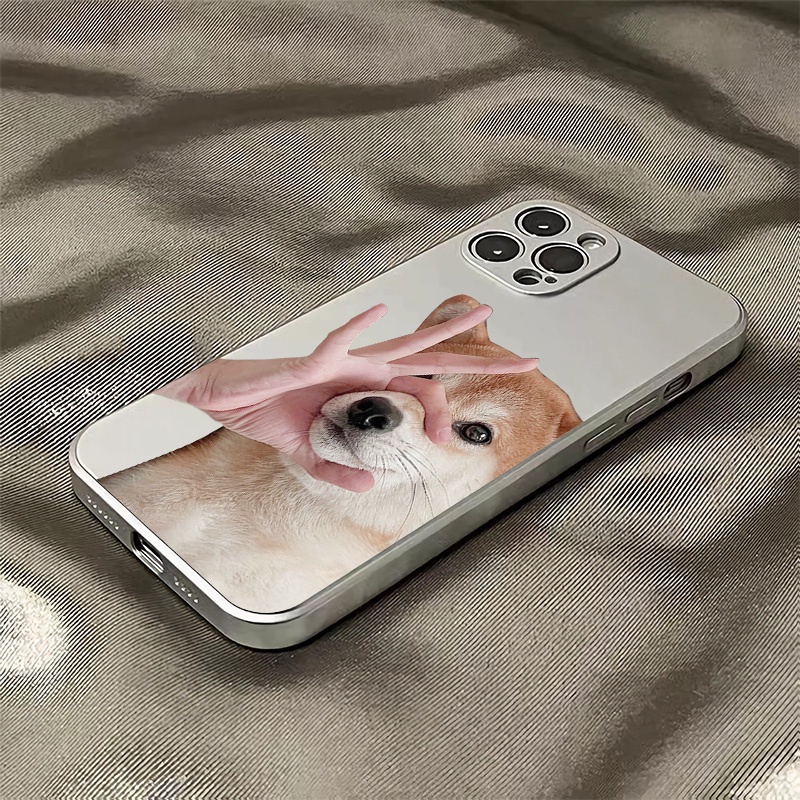 Ốp Điện Thoại TPU Silicon Chống Sốc Mạ Điện Hình Chú Cún Cho IPhone 14 13 12 Pro Max 11 XS XR X 8 7 6S Plus