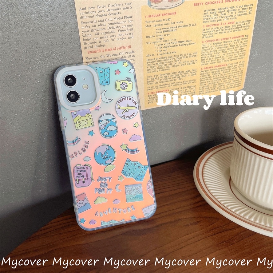 Ốp Điện Thoại Silicon Mềm Họa Tiết Hoạt Hình Màu Gradient Cho iPhone 14 13 12 11 Pro Max X XR Xs Max 6 7 8 Plus