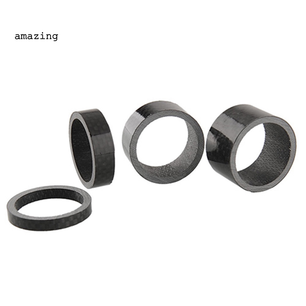 Bộ 4 Vòng Đệm Cổ Xe Đạp Bằng Sợi Carbon Bền Chắc Kích Thước 5 / 10 / 15 / 20mm