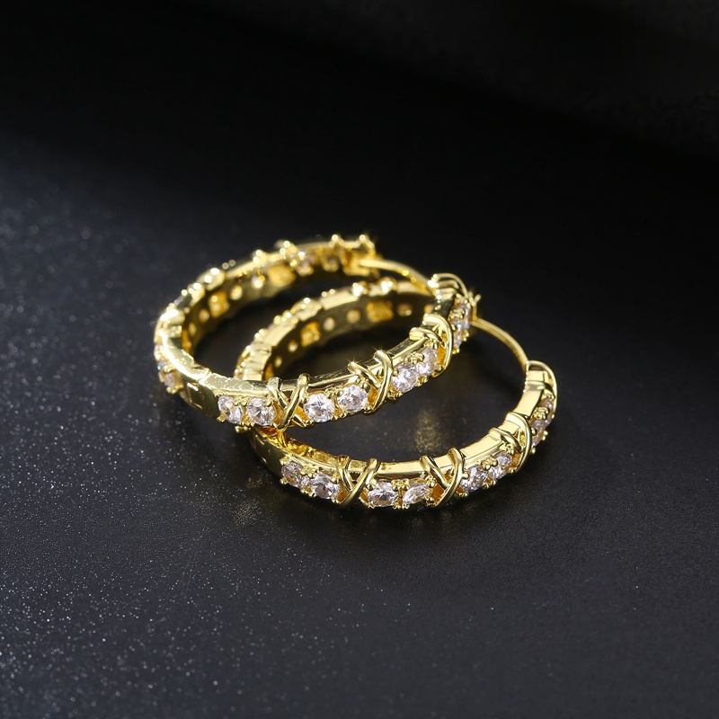 Ygt Khuyên Tai Vòng Kim Loại Đính Đá Zircon X Thời Trang Đơn Giản Phong Cách Gothic Hàn Quốc Cho Nữ