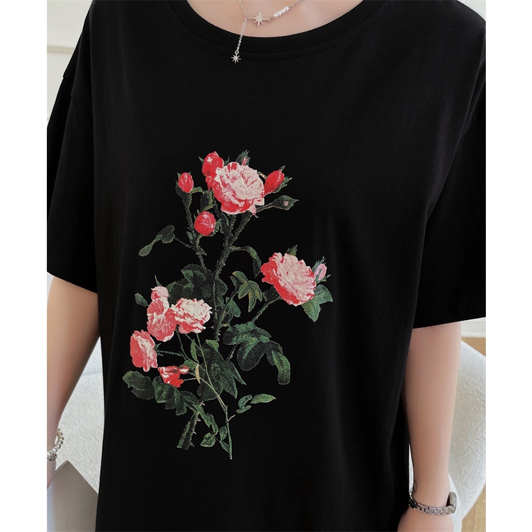 Đầm Midi Cotton Tay Ngắn Dáng Rộng In Họa Tiết Thời Trang Mùa Hè 2023 Cho Nữ L XL XXL 3XL 7577 F106