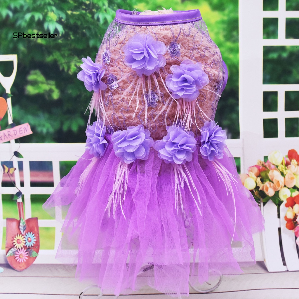 Đầm Công Chúa Không Phai Phối Lưới Thoáng Khí Họa Tiết Hoa Xinh Xắn Cho Cún Cưng Chihuahua