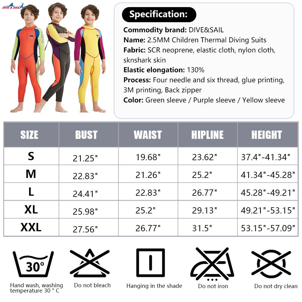 Bộ Đồ Bơi Lặn Chống Trầy Xước Chống Tia UV Dày 5MM Có Khóa Kéo Sau Lưng Cho Bé