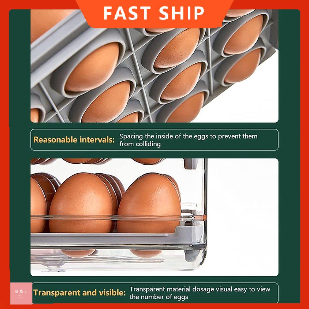 Hộp Đựng Trứng Tủ Lạnh Dung Tích Lớn Hộp Đựng Trứng Xếp Chồng Hai Lớp Tủ Lạnh Bảo Quản Nhà Bếp
