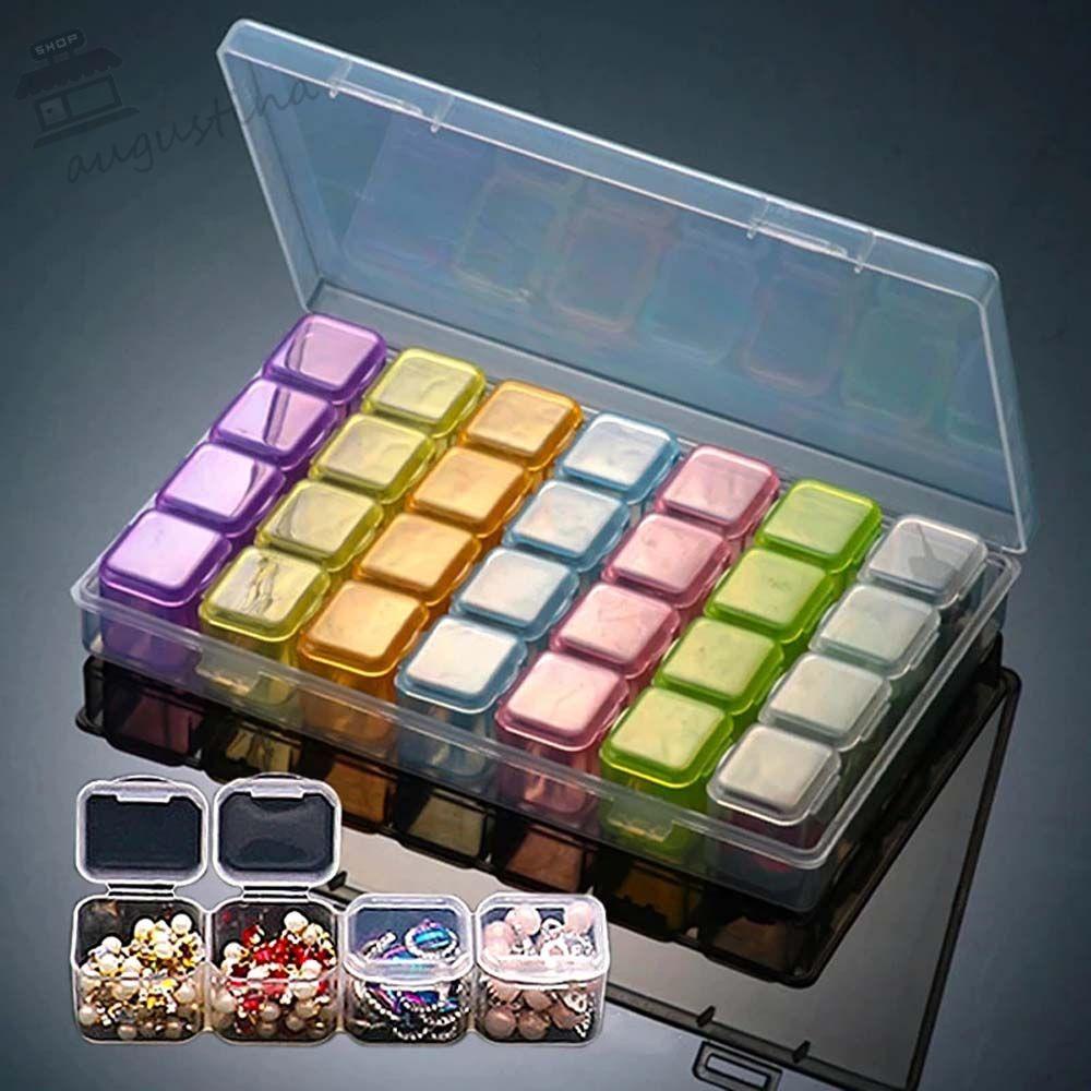 Hộp Đựng Hạt 28 Ngăn Bằng Nhựa Trong Suốt Chống Rơi Ốp