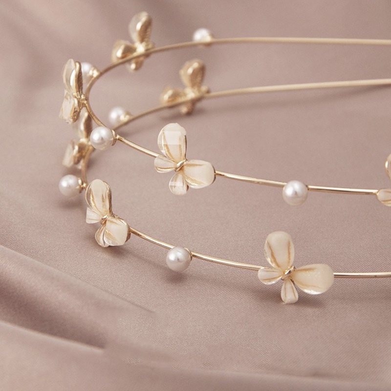 Băng Đô Tóc Hai Lớp Bằng Hợp Kim Hình Bướm Đính Ngọc Trai Thời Trang Dành Cho Nữ CHLINS