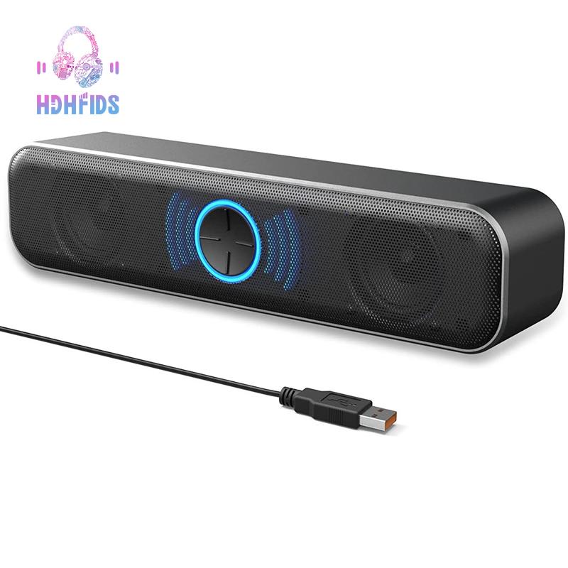 1 Loa USB Màu Đen Có Núm Điều Chỉnh Âm Lượng Kỹ Thuật Số Cho Máy Tính Để Bàn / Laptop / PC