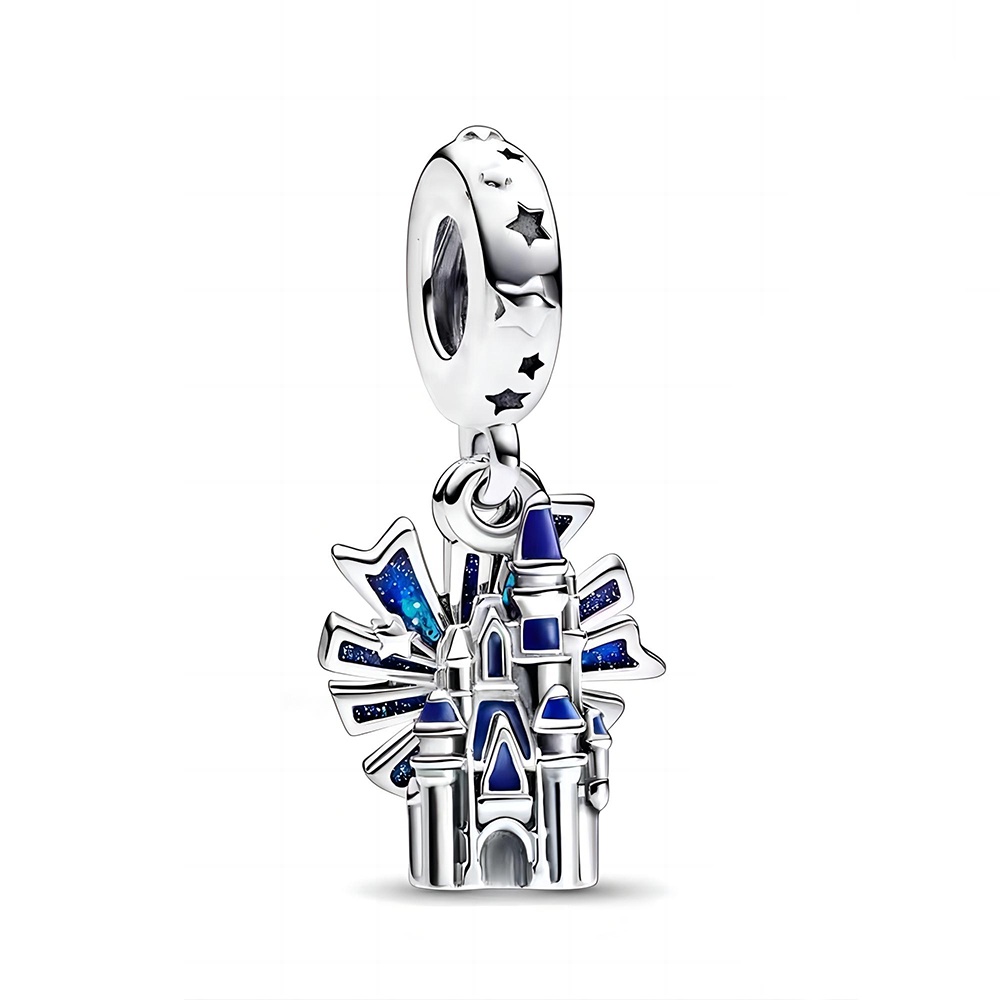 Mạ Bạc Lâu Đài Xanh Đôi Tòn Quyến Rũ Phù Hợp Với Pandora Vòng Tay DIY Trang Sức