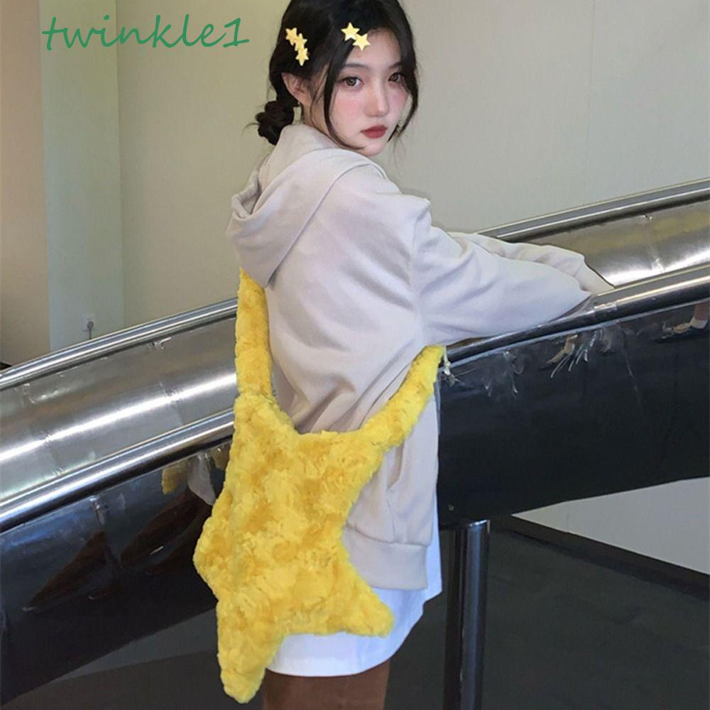 Túi Xách Đeo Vai Phủ Bông Hình Ngôi Sao Lấp Lánh Thời Trang Âu Mỹ Dễ Thương Y2K