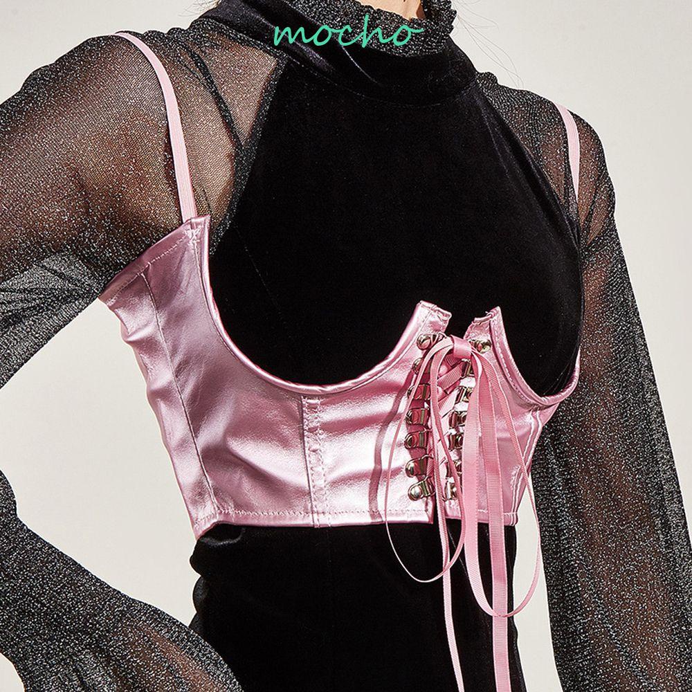 Mocho Thắt Lưng Punk Màu Trơn Có Thể Điều Chỉnh Được Kèm Vòng Thép Hình Xương Cá Cho Nữ