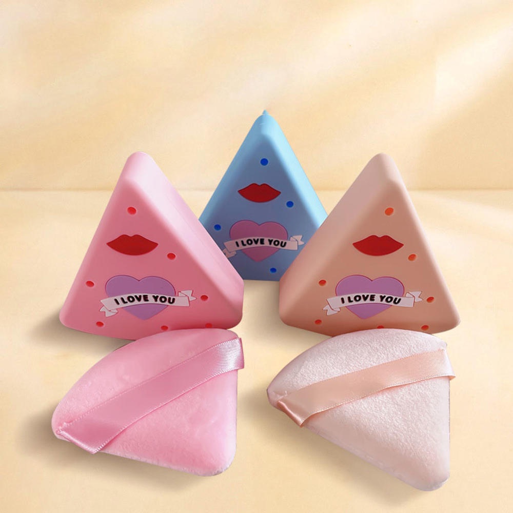 Hộp Đựng Mút Trang Điểm Hình Tam Giác Bằng Silicone Thoáng Khí Chống Bụi