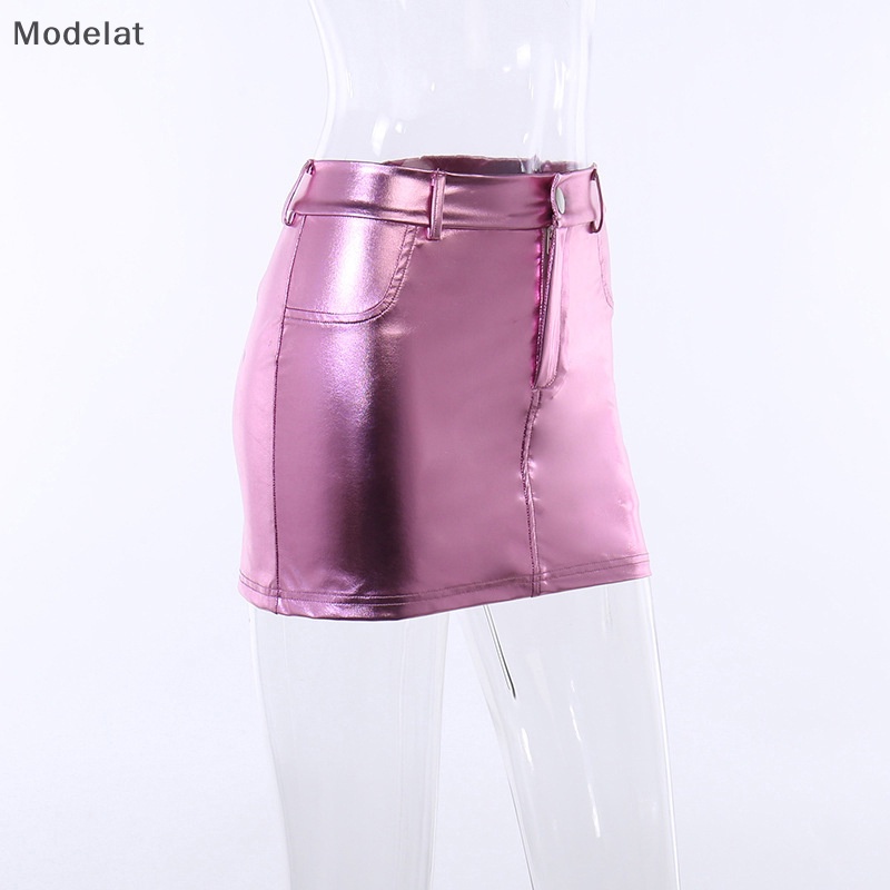 Mfc Y2k Chân Váy Ngắn Lưng Cao Dáng Ôm Có Túi Ánh Kim Sáng Thời Trang Hàn Quốc Cho Nữ