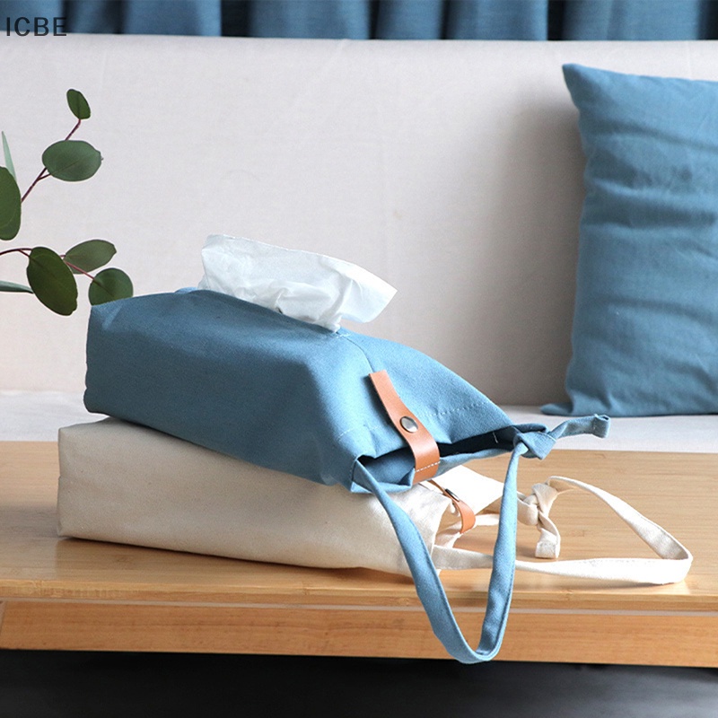 Hộp Đựng Khăn Giấy Bằng Vải Bạt Phong Cách Nhật Bản Cho Nhà Ở / Xe Hơi / Bàn Ăn
