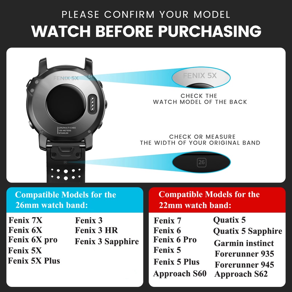 Dây Đeo Nylon 26mm Cho Đồng Hồ Thông Minh Garmin Fenix 6x Pro 5x 7x 3 HR Mk1