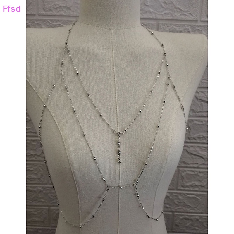 {Ffsd} Dây Chuyền Cơ Thể Bằng Kim Loại Dạng Chuỗi Đính Pha Lê Trang Sức Quyến Rũ Thời Trang Cho Nữ