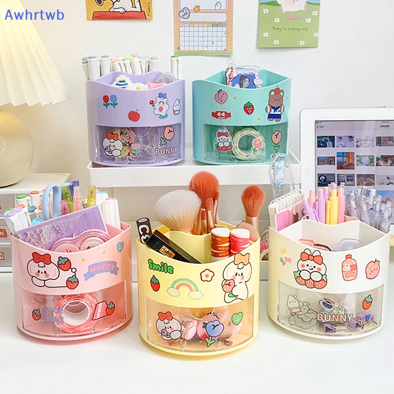 Awhrtwb Sáng Tạo Rotag 360° Hộp Đựng Bút Màu Trơn Để Bàn Tiện Dụng Cho Học Sinh / Văn Phòng Mới