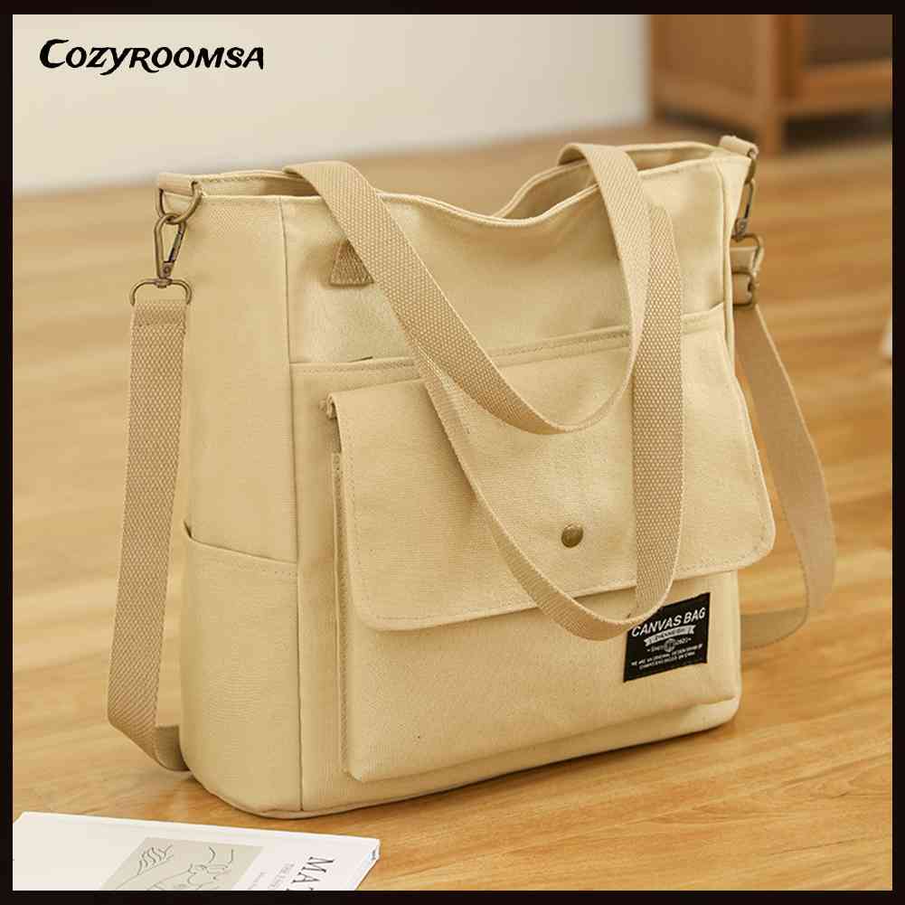 Túi Xách Canvas Cỡ Lớn Phong Cách Retro Harajuku Cho Học Sinh