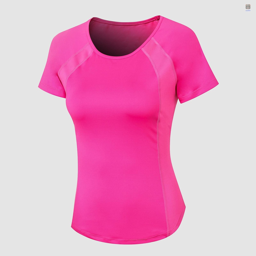 Áo Thun Thể Thao Tay Ngắn Cổ Tròn Phối Lưới Chất Liệu Thấm Hút Khô Thoáng Nhanh Chóng