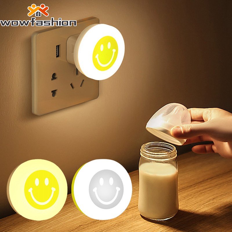 Đèn Ngủ LED Mini Để Bàn Hình Mặt Cười Hoạt Hình Dễ Thương Có Cổng Sạc USB Trang Trí Ngày Của Mẹ