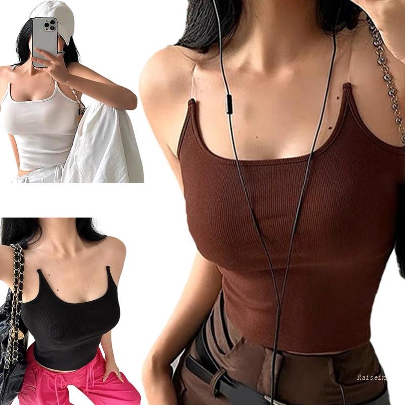 Áo Croptop Hai Dây Màu Trơn Gợi Cảm Cho Nữ