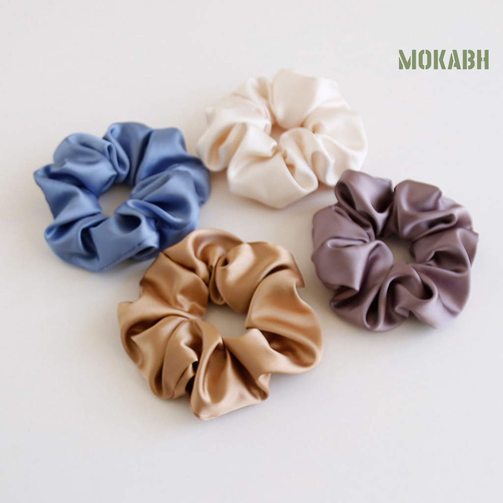 Dây Cột Tóc Co Giãn Bằng Satin Màu Sắc Đơn Giản Thời Trang