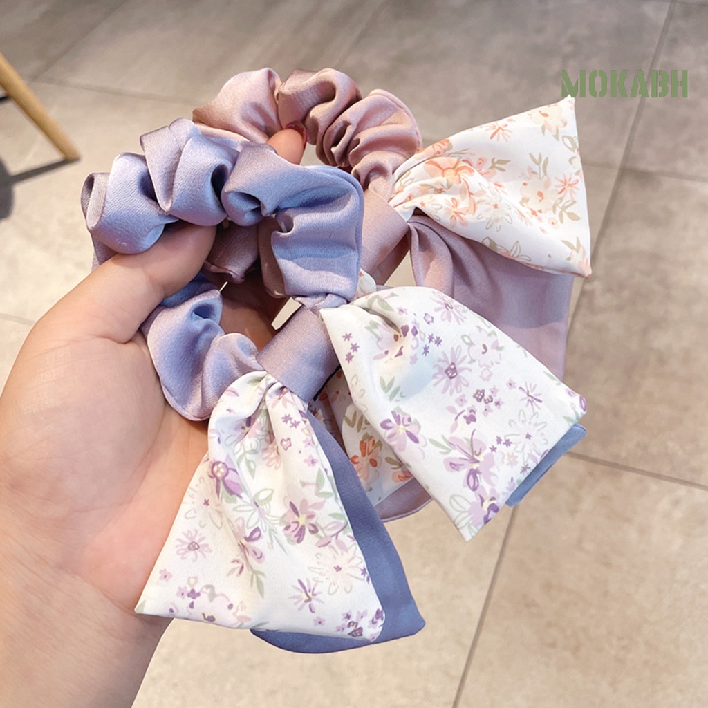 Dây Cột Tóc Ruy Băng Thắt Nơ Họa Tiết Hoa Thời Trang Co Giãn Dành Cho Nữ