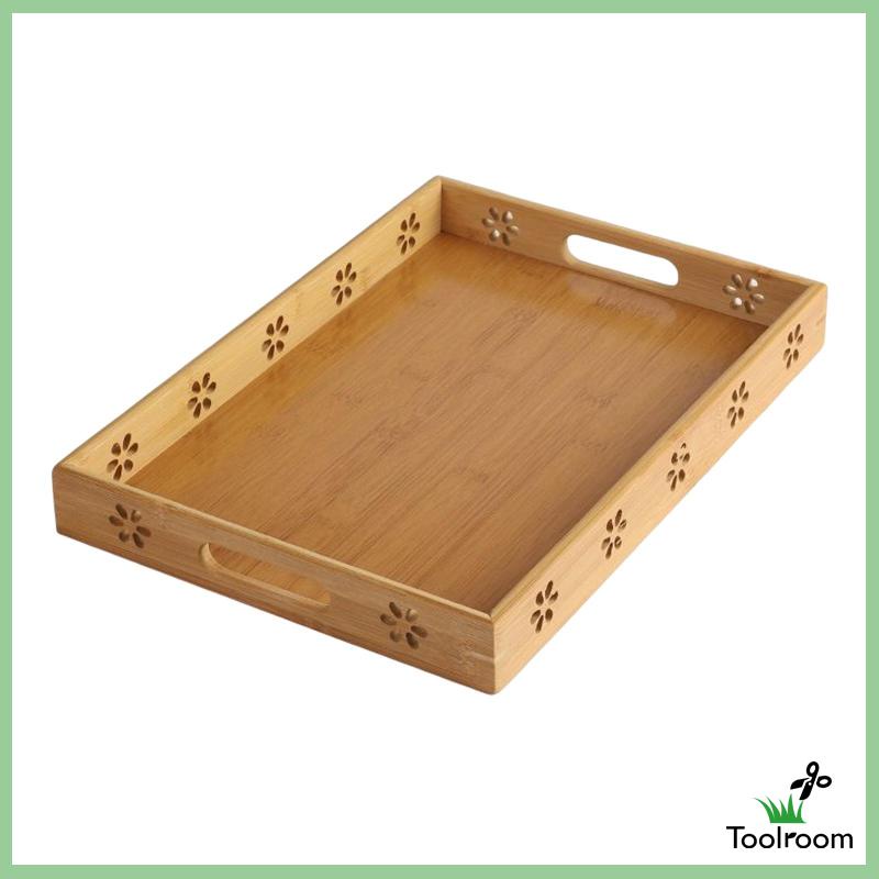 Khay Phục Vụ Thức Ăn Bằng Tre Có Tay Cầm Tiện Dụng Cho Nhà Bếp