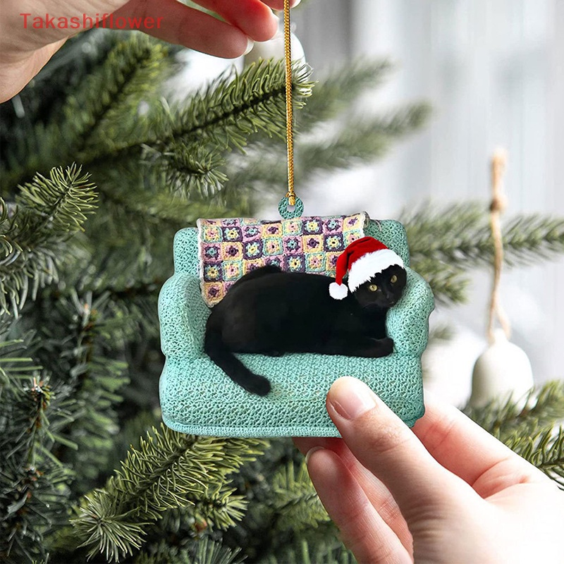 Phụ Kiện Treo Trang Trí Cây Thông Giáng Sinh Năm Mới Hình Chú Mèo Đen Dễ Thương