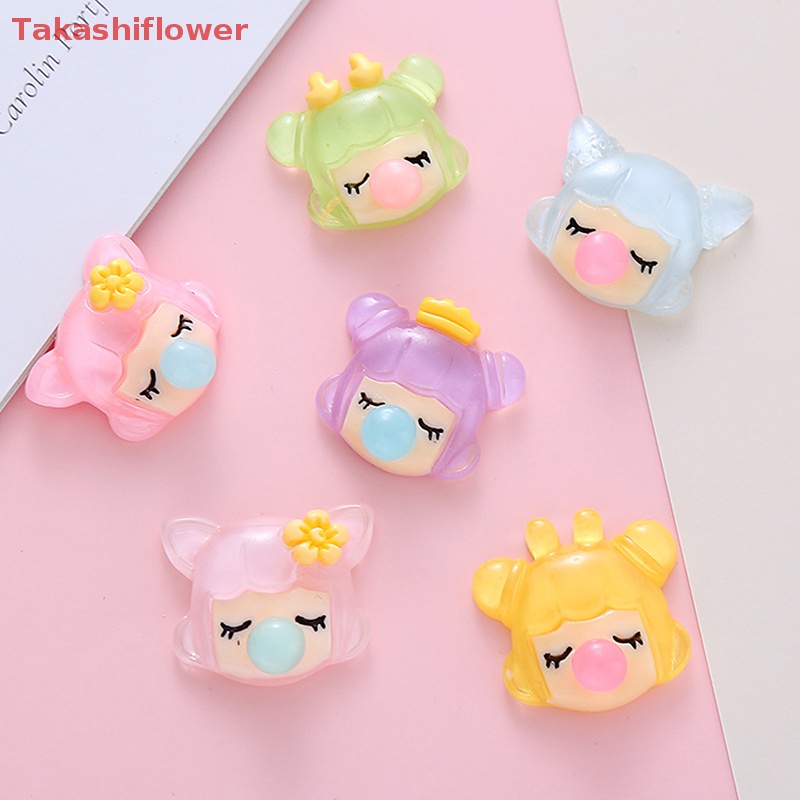 Set 5 Đầu Cô Gái Thổi Bong Bóng Trong Suốt DIY Trang Trí Ốp Điện Thoại