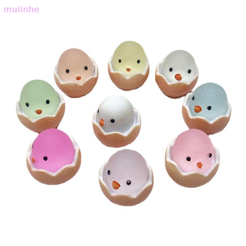 Set 2 Mô Hình Gà Con Mini Bằng Nhựa Resin Phát Quang Dễ Thương Trang Trí Xe Hơi