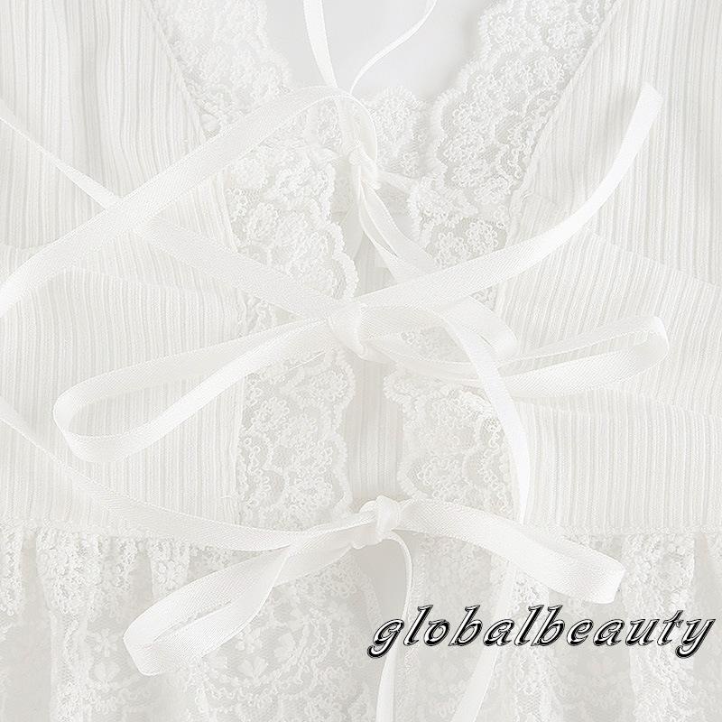 Áo Hai Dây Cổ Chữ V Màu Trơn Phối Ren Gợi Cảm Thời Trang Cho Nữ