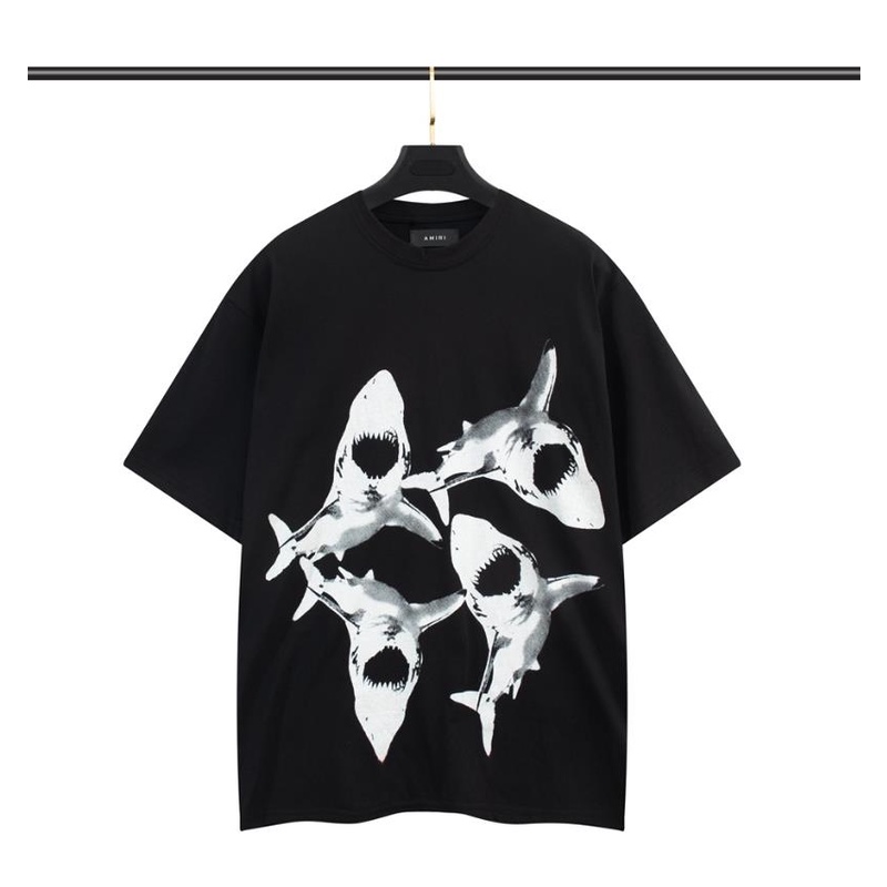 Áo Thun Da Ngắn Tay Phong Cách AMIRI Shark Hàng Mới