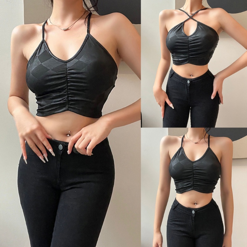 Áo Croptop Sát Nách Màu Trơn Dáng Ôm Hở Lưng Quyến Rũ Cho Nữ