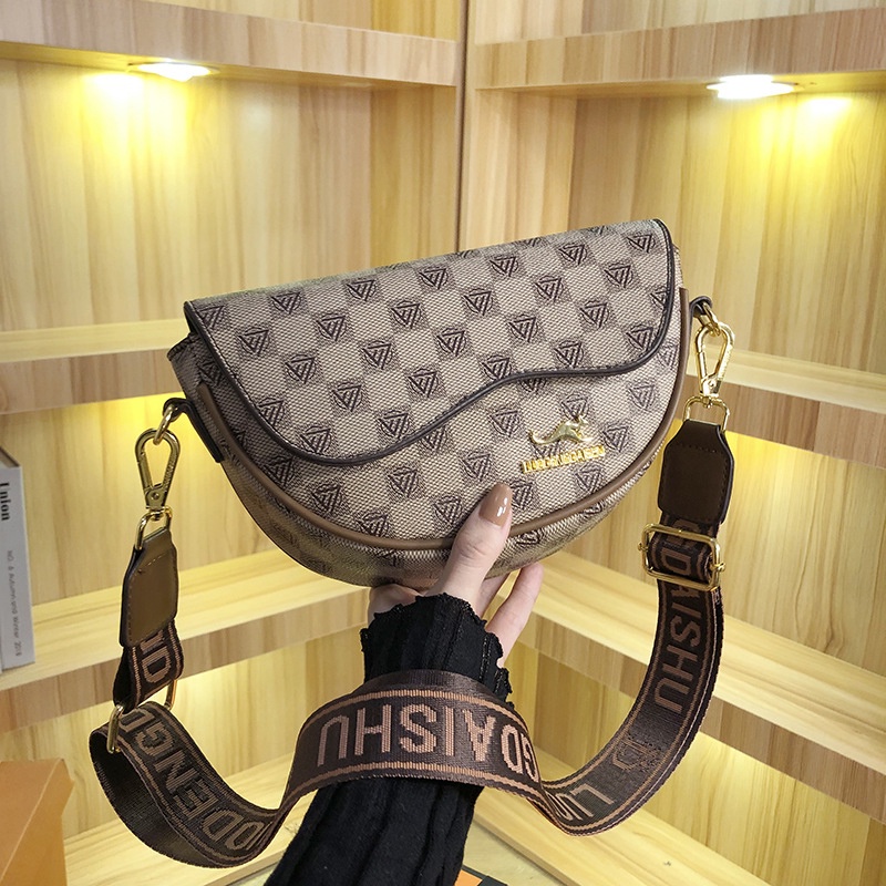 Túi Xách Đeo Vai Kiểu Yên Ngựa In Họa Tiết Cổ Điển Thời Trang Cho Nữ