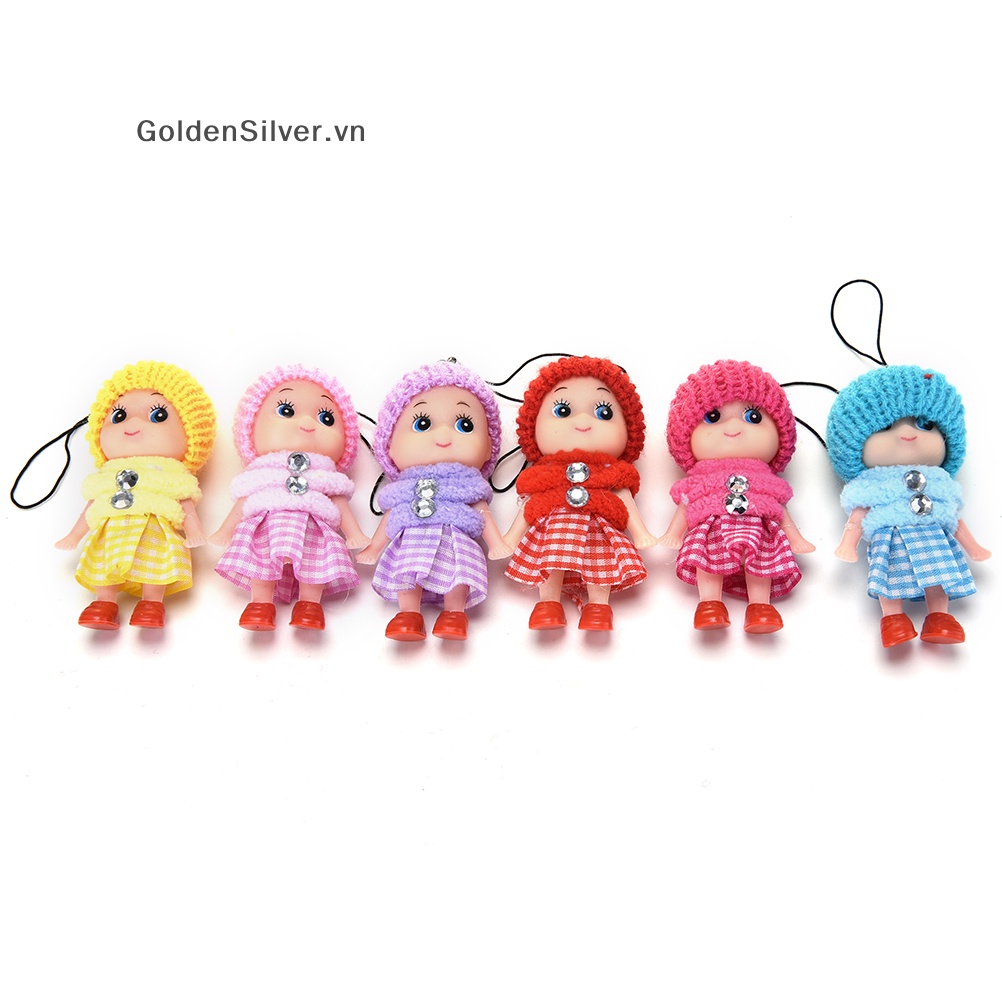 1 Búp Bê Đồ Chơi Mini Kích Thước 8cm Màu Vàng Đồng Trang Trí Điện Thoại Cho Bé