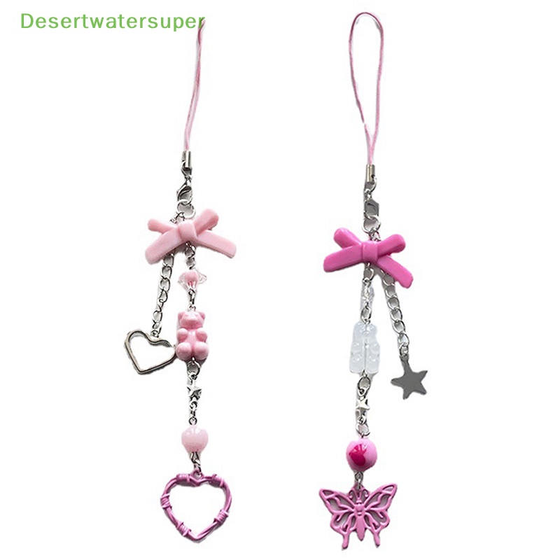 Dsvn Y2K Móc Điện Thoại Di Động Mặt Hình Nơ Trái Tim Ngọt Ngào Thời Trang Làm Đồ Thủ Công Trang Trí Túi Xách