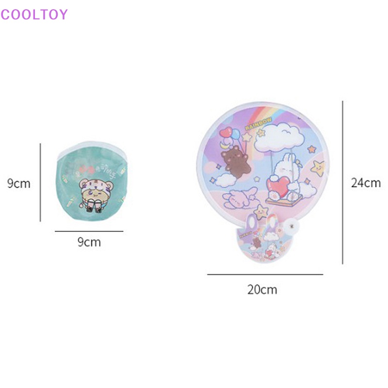 1 Quạt Xếp Cầm Tay Hình Tròn Cỡ Nhỏ Họa Tiết Hoạt Hình Kiểu Trung Hoa Dễ Thương