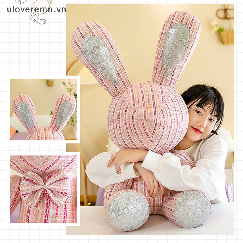 Uloveremn Búp Bê Thỏ Ngồi 40cm Có Nơ Kim Cương Giả Với Màu Sắc Không Có Đôi Mắt Vải Sọc.