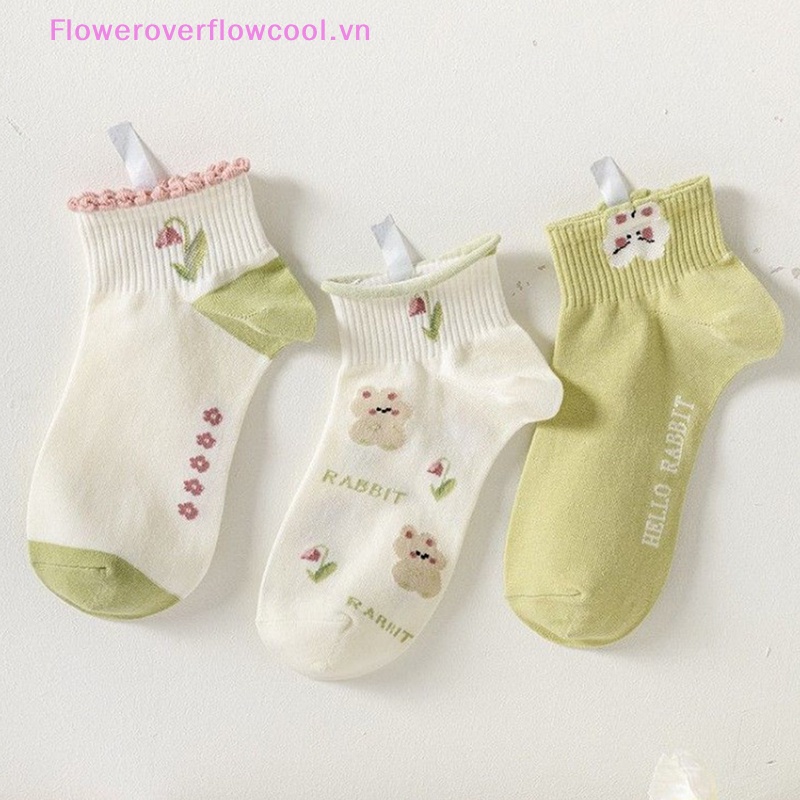 Đôi Vớ Cotton Ngắn Họa Tiết Hoa Dễ Thương Thời Trang Cho Nữ