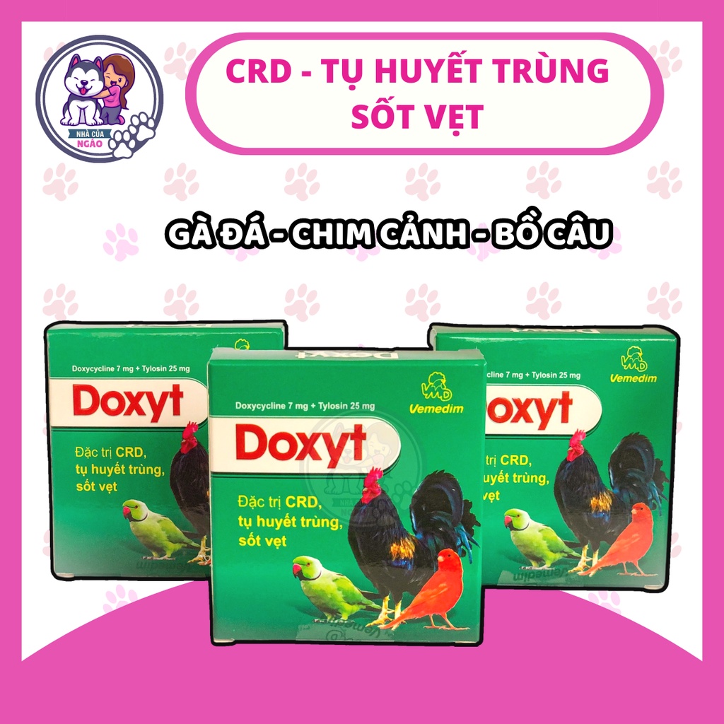 Vemedim Doxyt tab viên uống cho gà đá, chim cảnh bị hô hấp, tiêu hóa, sổ mũi, ủ rủ, hộp 10 viên