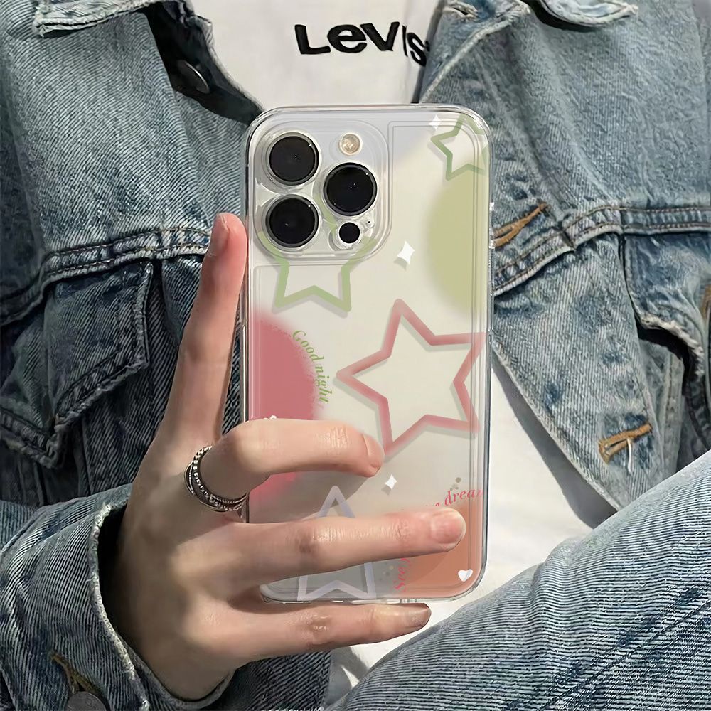 ✅Ốp Điện Thoại Dẻo Họa Tiết Ngôi Sao Năm Cánh Đơn Giản Chống Rơi Cho iPhone12plus 6Inmax14Pro 4W99 1178 13