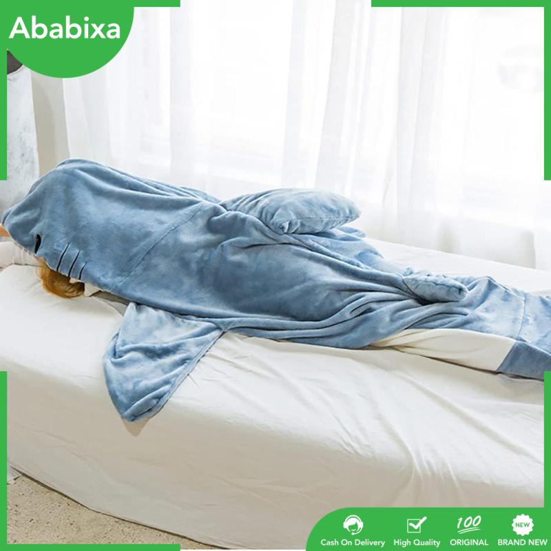 [Ababixa] Chăn Bông Ngủ Có Mũ Trùm Hình Cá Mập Dễ Thương Dùng Hóa Trang Ấm Áp