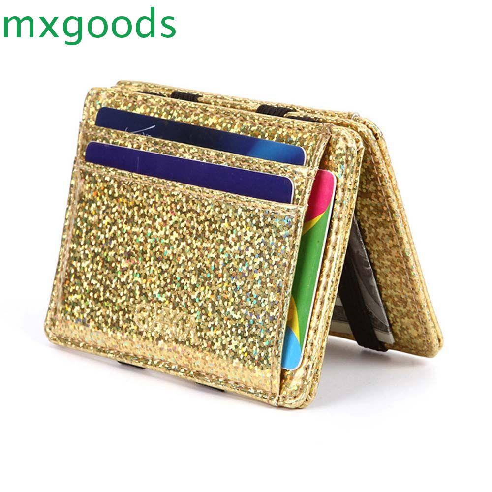 Ví Da PU Đựng Thẻ Ma Thuật Màu Laser Đính Kim Sa Lấp Lánh Kiểu Công Sở Sáng Tạo